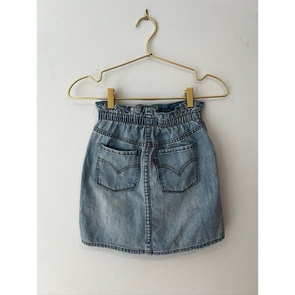Girls Levis Denim Jean Mini Skirt Size 10 Patches Kids Youth - Picture 9 of 12